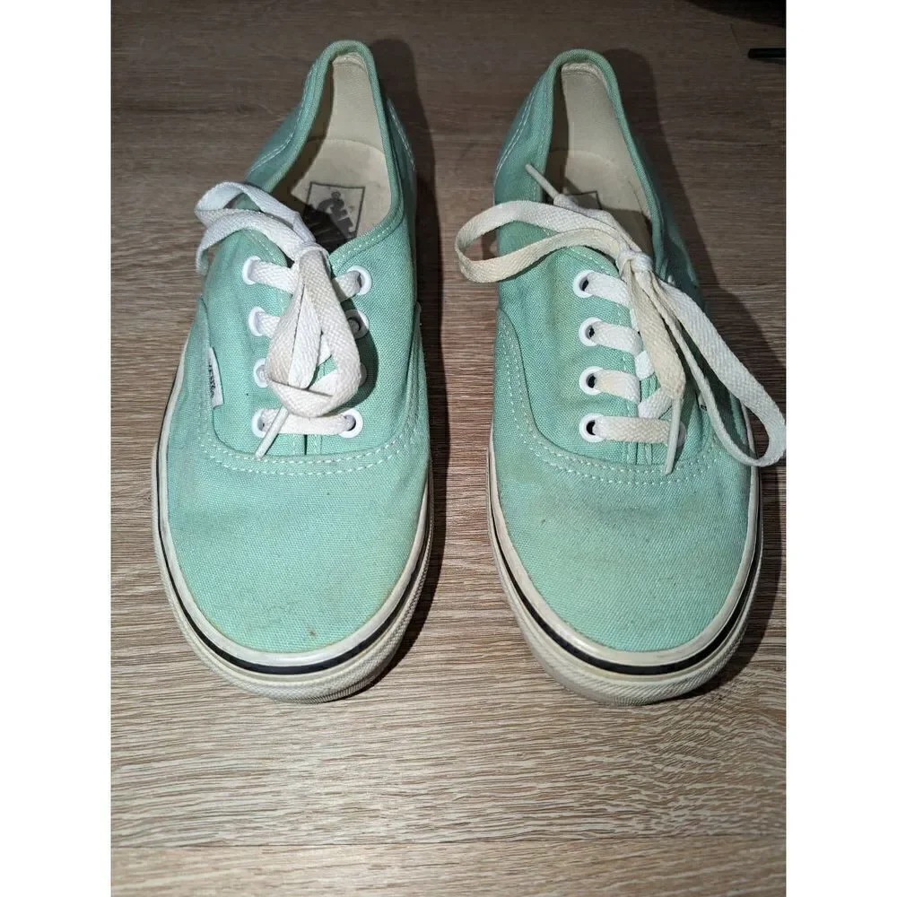 VANS Women Sz 7.5 M Green Lace Up Fashion‎ Sneakers Fabric Shoe